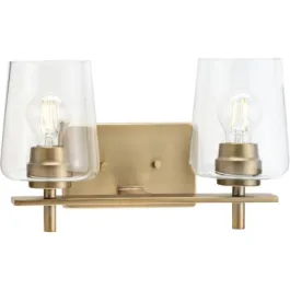 Progress Lighting Calais 2-Light Bath Vanity Light - 120V - Vintage Brass