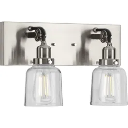 Progress Lighting Rushton 2-Light Bath Vanity Light - 120V - Brushed Nickel