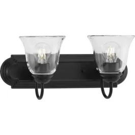 Progress Lighting Clear Glass 2-Light Bath Vanity Light - 120V - Matte Black