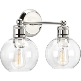 Progress Lighting Hansford 2-Light Bath Vanity Light - 120V - Polished Nickel