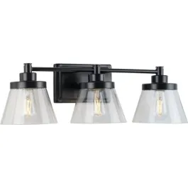Progress Lighting Hinton 3-Light Bath Vanity Light - 120V - Matte Black
