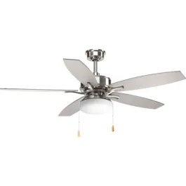 Progress Lighting Billows 52" 5-Blade Ceiling Fan - Reversible Blades - 120V - Brushed Nickel