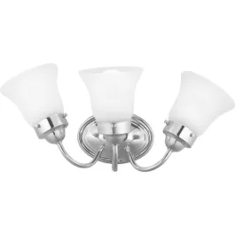 Progress Lighting Fluted Glass 3-Light Bath Vanity Light - Frosted Glass - 120V - Polished Chrome