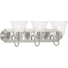 Progress Lighting Clear Glass 3-Light Bath Vanity Light - 120V - Brushed Nickel