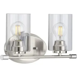 Progress Lighting Riley 2-Light Bath Vanity Light - 120V - Brushed Nickel