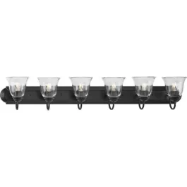Progress Lighting Clear Glass 6-Light Bath Vanity Light - 120V - Matte Black