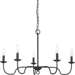 Progress Lighting Canebrake 5-Light Chandelier - 120V - Matte Black