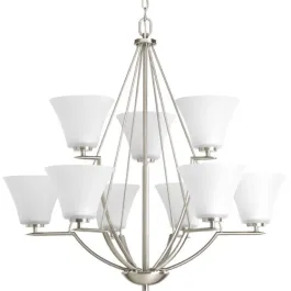 Progress Lighting Bravo 32" 9-Light Chandelier - 120V - Brushed Nickel