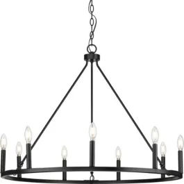 Progress Lighting Gilliam 9-Light Chandelier - 120V - Matte Black