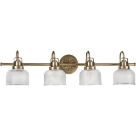 Progress Lighting Archie 4-Light Bath Vanity Light - 120V - Vintage Brass