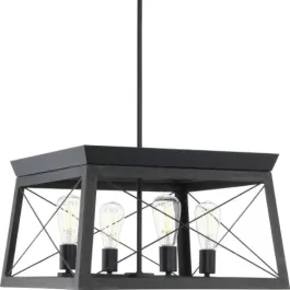 Progress Lighting Briarwood 4-Light Chandelier - 120V - Textured Black