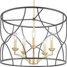 Progress Lighting Landree 23" 5-Light Chandelier - 120V - Matte Black