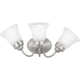 Progress Lighting Fluted Glass 3-Light Bath Vanity Light - Frosted Glass - 120V - Brushed Nickel
