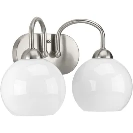 Progress Lighting Carisa 2-Light Bath Vanity Light - 120V - Brushed Nickel