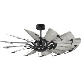 Progress Lighting Springer 52" 12-Blade Windmill Ceiling Fan - 120V - Matte Black