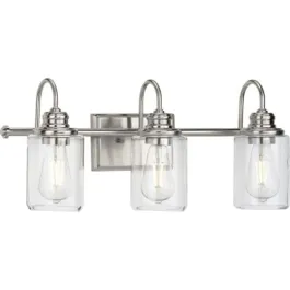 Progress Lighting Aiken 3-Light Bath Vanity Light - 120V - Brushed Nickel