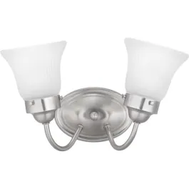 Progress Lighting Fluted Glass 2-Light Bath Vanity Light - Frosted Glass - 120V - Brushed Nickel