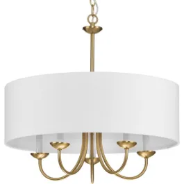 Progress Lighting Drum Shade 22" 5-Light Chandelier - 120V - Brushed Bronze
