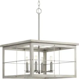 Progress Lighting Hedgerow 4-Light Chandelier - 120V - Brushed Nickel