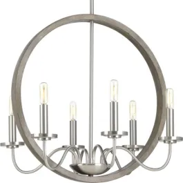 Progress Lighting Fontayne 6-Light Chandelier - 120V - Brushed Nickel