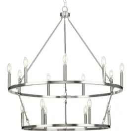 Progress Lighting Gilliam 15-Light Chandelier - 120V - Brushed Nickel