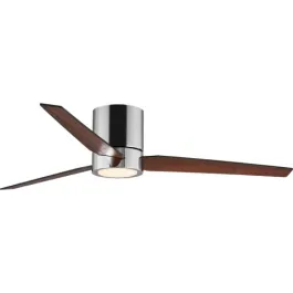 Progress Lighting Braden 56" 3-Blade LED Hugger Ceiling Fan - Reversible Blades - 3000K - 120V - Polished Chrome
