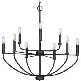Progress Lighting Leyden 9-Light Chandelier - 120V - Matte Black