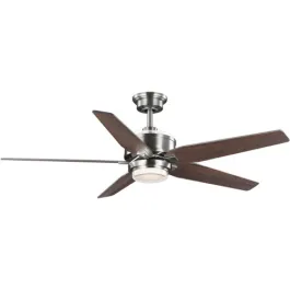 Progress Lighting Byars 54" 5-Blade LED Ceiling Fan - Reversible Blades - 3000K - 120V - Brushed Nickel