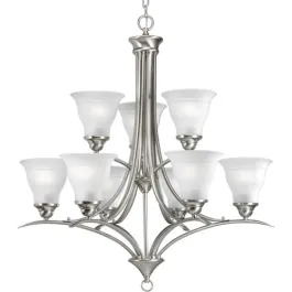 Progress Lighting Trinity 30" 9-Light Chandelier - 120V - Brushed Nickel