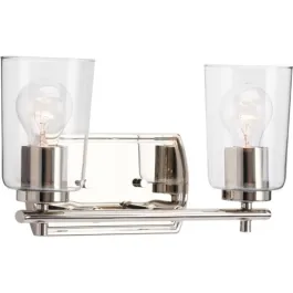 Progress Lighting Adley 2-Light Bath Vanity Light - 120V - Polished Nickel