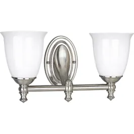 Progress Lighting Victorian 2-Light Bath Vanity Light - 120V - Brushed Nickel