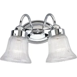 Progress Lighting Fluted Glass 2-Light Bath Vanity Light - Clear Glass - 120V - Polished Chrome