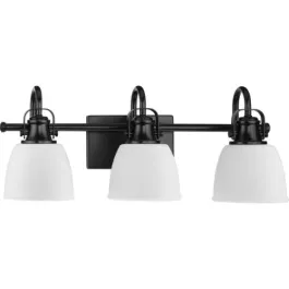 Progress Lighting Preston 3-Light Bath Vanity Light - 120V - Matte Black