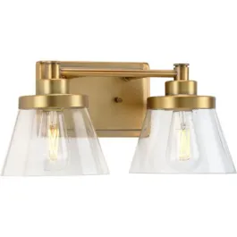 Progress Lighting Hinton 2-Light Bath Vanity Light - 120V - Vintage Brass