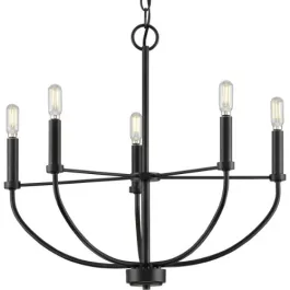 Progress Lighting Leyden 5-Light Chandelier - 120V - Matte Black