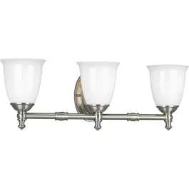 Progress Lighting Victorian 3-Light Bath Vanity Light - 120V - Brushed Nickel
