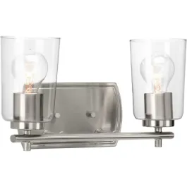 Progress Lighting Adley 2-Light Bath Vanity Light - 120V - Brushed Nickel