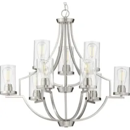 Progress Lighting Lassiter 9-Light Chandelier - 120V - Brushed Nickel