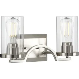 Progress Lighting Lassiter 2-Light Bath Vanity Light - 120V - Brushed Nickel