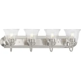 Progress Lighting Clear Glass 4-Light Bath Vanity Light - 120V - Brushed Nickel