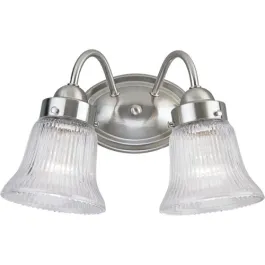 Progress Lighting Fluted Glass 2-Light Bath Vanity Light - Clear Glass - 120V - Brushed Nickel