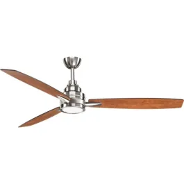 Progress Lighting Gaze 60" 3-Blade LED Ceiling Fan - Reversible Blades - 3000K - 120V - Brushed Nickel