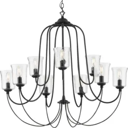 Progress Lighting Bowman 9-Light Chandelier - 120V - Matte Black
