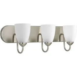Progress Lighting Gather 3-Light Bath Vanity Light - 120V - Brushed Nickel