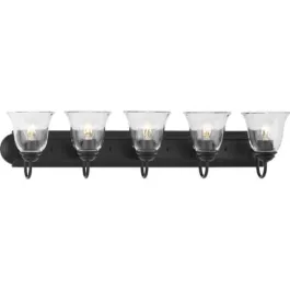 Progress Lighting Clear Glass 5-Light Bath Vanity Light - 120V - Matte Black