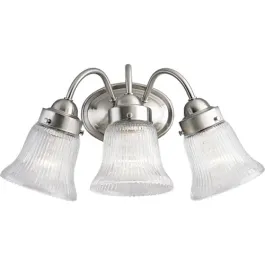 Progress Lighting Fluted Glass 3-Light Bath Vanity Light - Clear Glass - 120V - Brushed Nickel