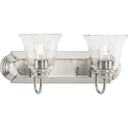 Progress Lighting Clear Glass 2-Light Bath Vanity Light - 120V - Brushed Nickel