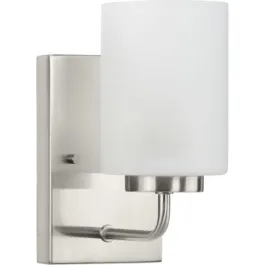 Progress Lighting Merry 1-Light Bath Vanity Sconce - 120V - Brushed Nickel