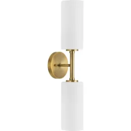 Progress Lighting Cofield 2-Light Wall Sconce - Frosted Glass - 120V - Vintage Brass