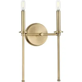 Progress Lighting Elara 2-Light Wall Sconce - 120V - Vintage Brass